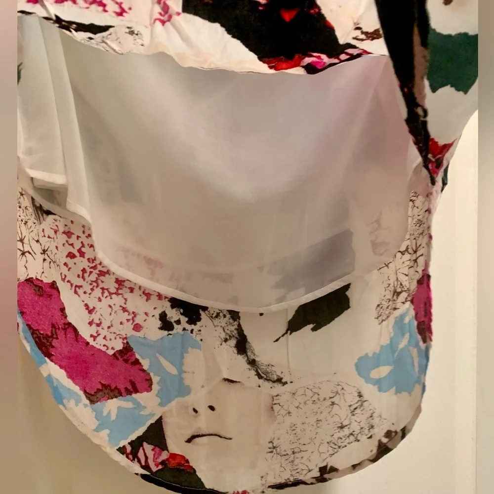 Funky unique artsy colorful mid length skirt elastic waist lined pop art print - Picture 5 of 12